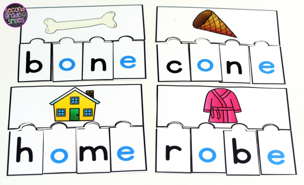 long o puzzles literacy center activity