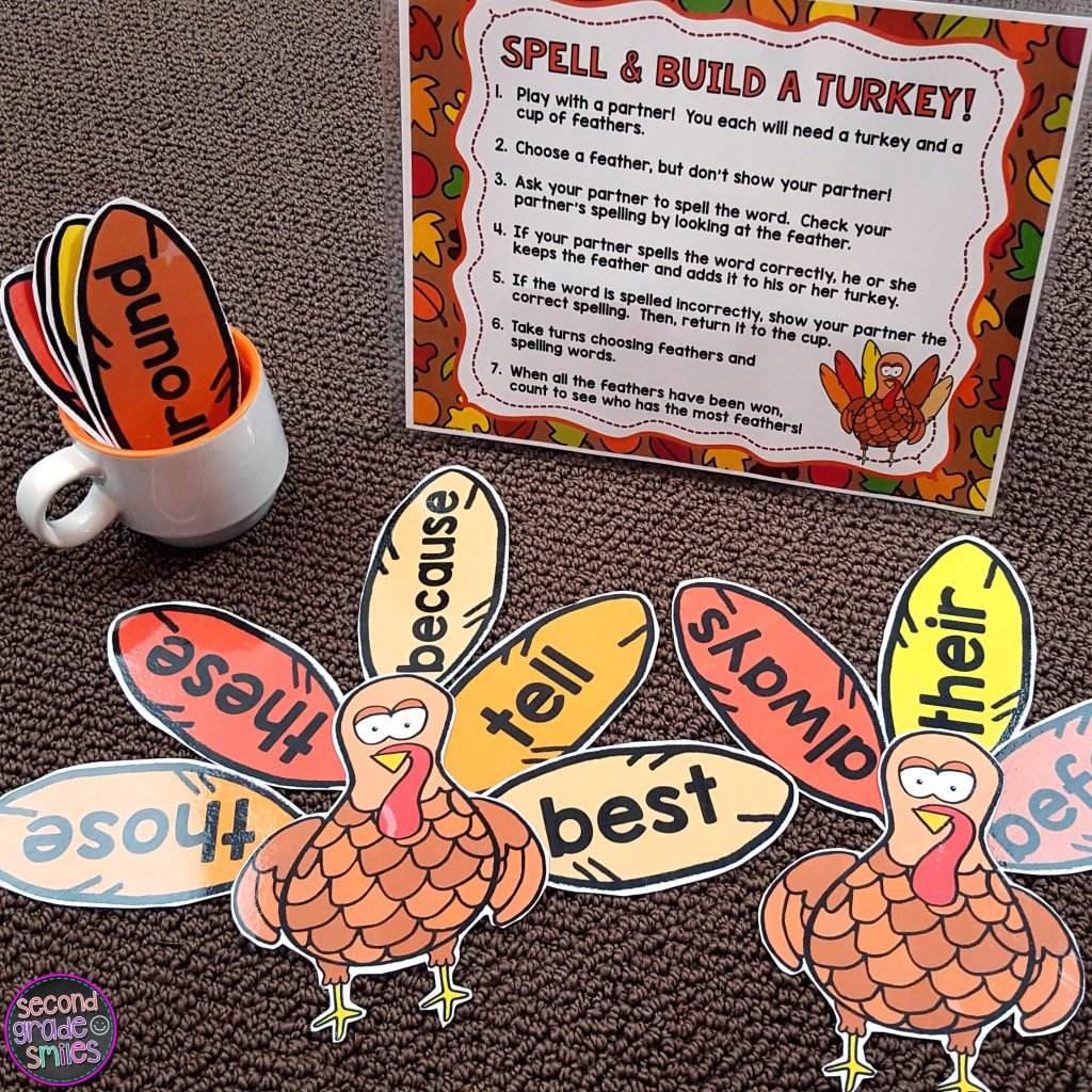 turkey themed sight word game for celebrating Thanksgiving in the classroom in November
